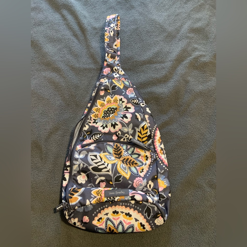 Gray Floral Sling Bag